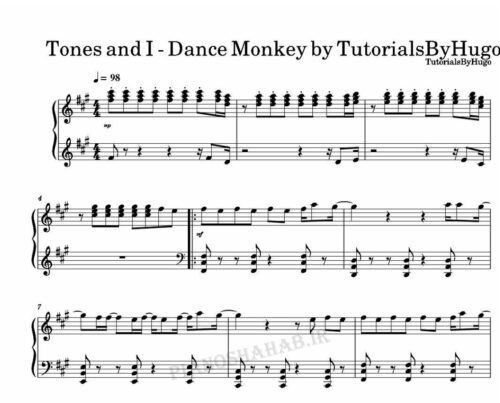 نت پیانو dance monkey