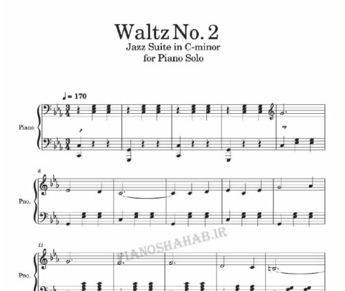 نت پیانو waltz no 2 shostakovich