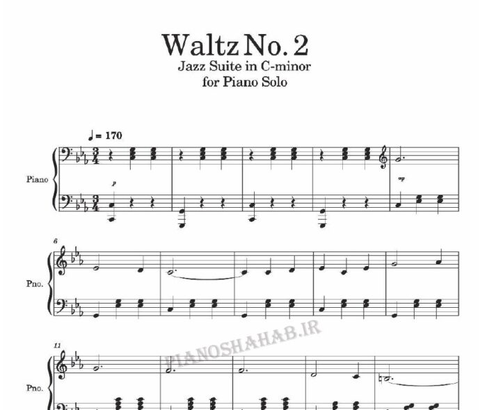 نت پیانو waltz no 2 shostakovich