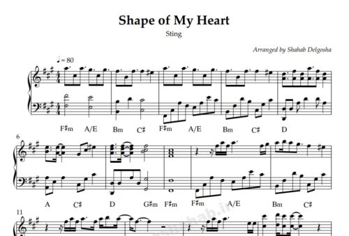 نت پیانو shape of my heart