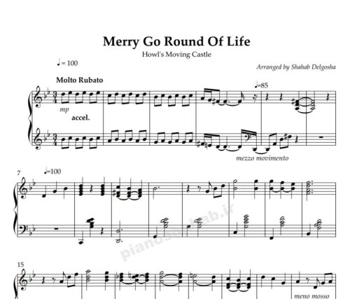 نت پیانو merry go round of life
