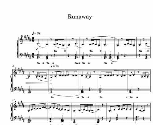 نت پیانو Runaway