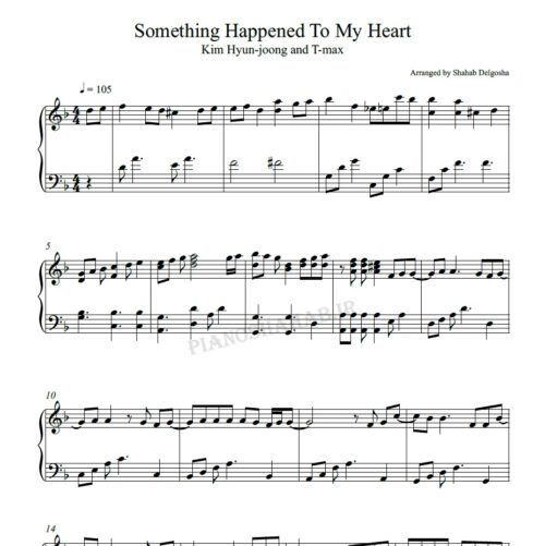 نت پیانو something happened To my heart