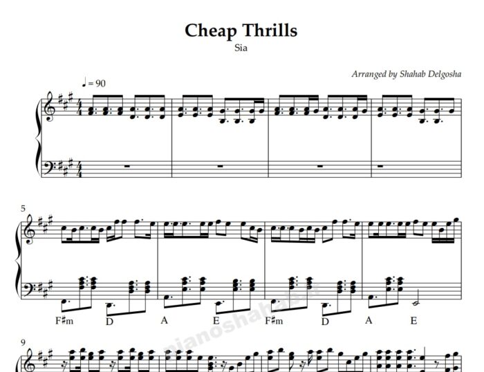 نت پیانو cheap thrills