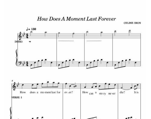 نت پیانو how does a moment last forever