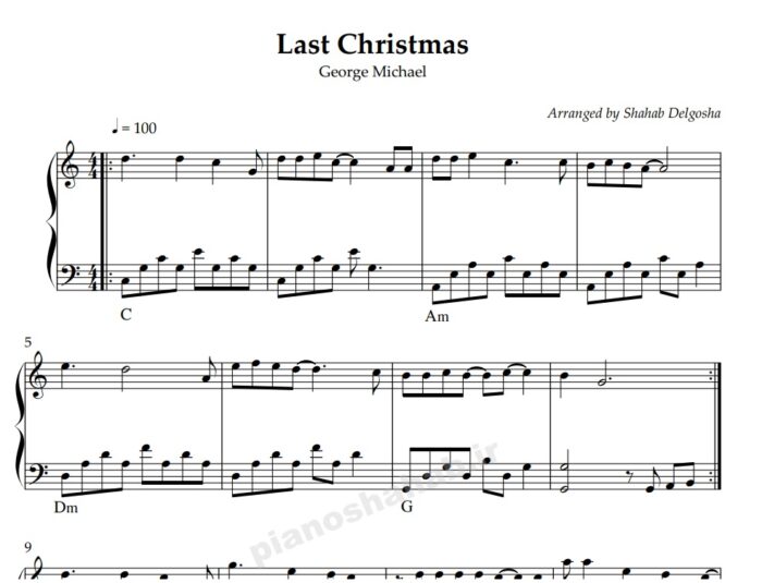 نت پیانو last christmas