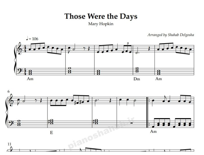 نت پیانو those there the days