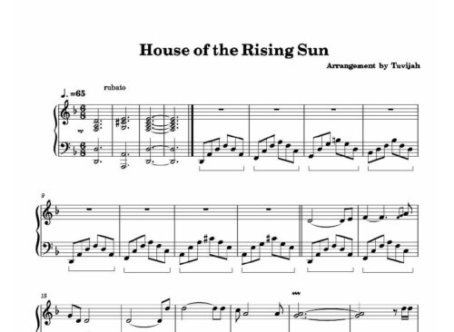 نت پیانو house of the rising sun