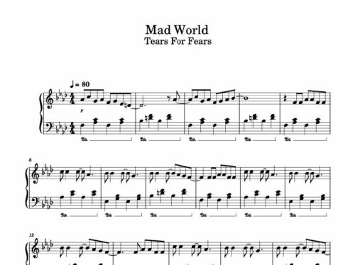 نت پیانو mad world
