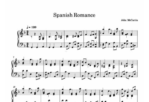 نت پیانو spanish romance
