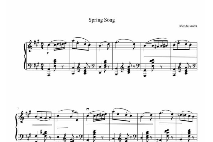 نت پیانو spring song