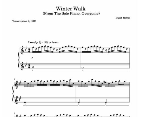 نت پیانو winter walk