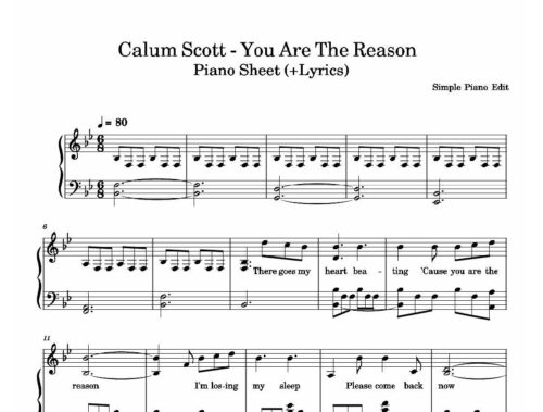 نت پیانو you are the reason