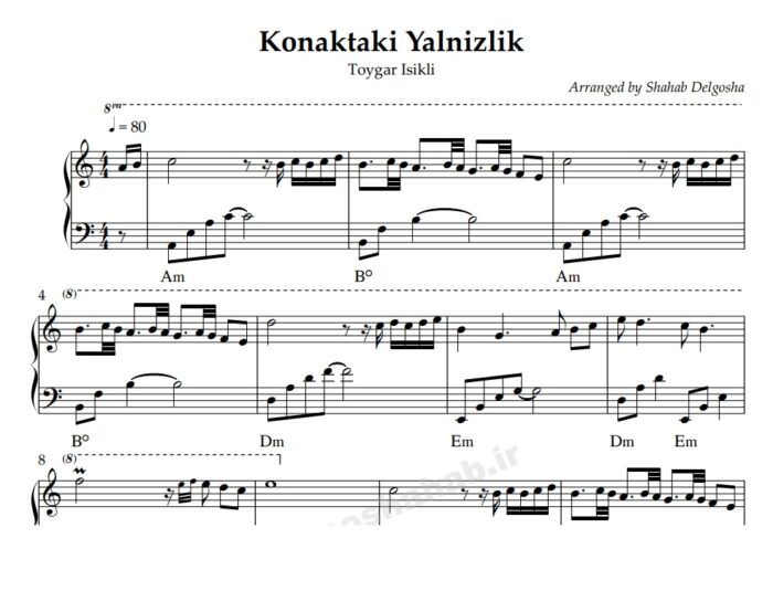 نت پیانو konaktaki yalnizlik