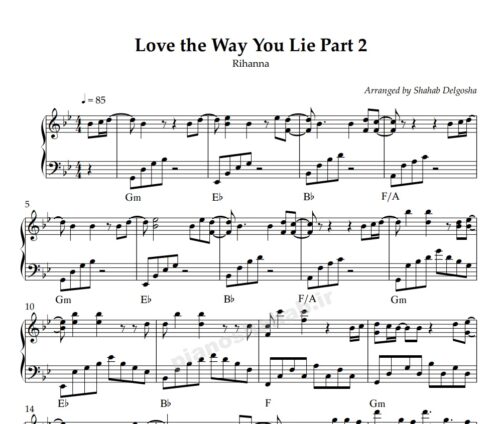نت پیانو love the way you lie part 2