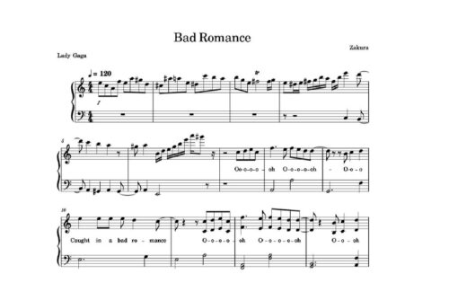 نت پیانو bad romance