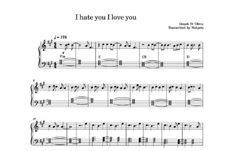 نت پیانو i hate u i love u