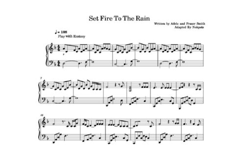نت پیانو set fire to the rain