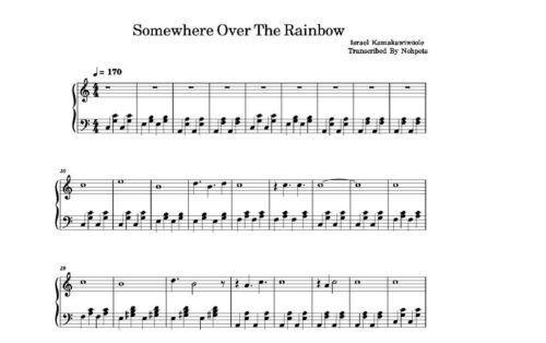نت پیانو somewhere over the rainbow