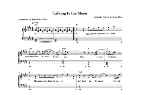 نت پیانو talking to the moon