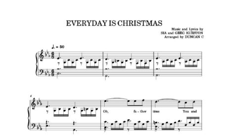 نت پیانو everyday is christmas