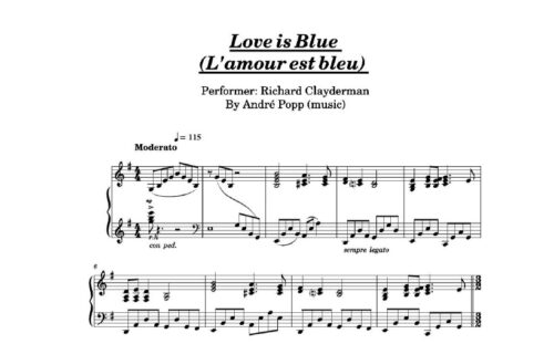 نت پیانو love is blue
