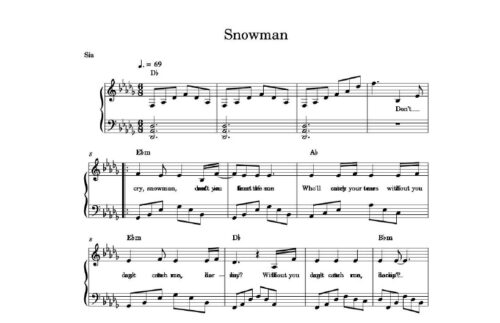 نت پیانو snowman