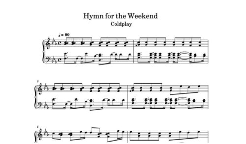 نت پیانو hymn for the weekend
