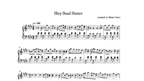 نت پیانو hey soul sister