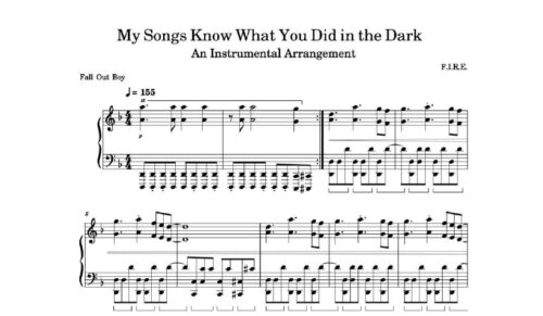 نت پیانو my songs know what you did in the dark