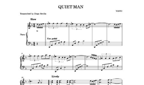 نت پیانو quiet man