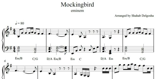 نت پیانو mockingbird
