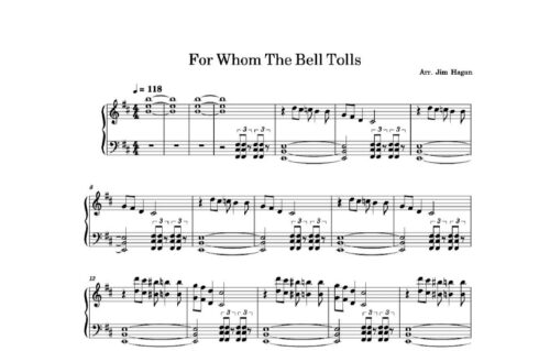 نت پیانو for whom the bell tolls