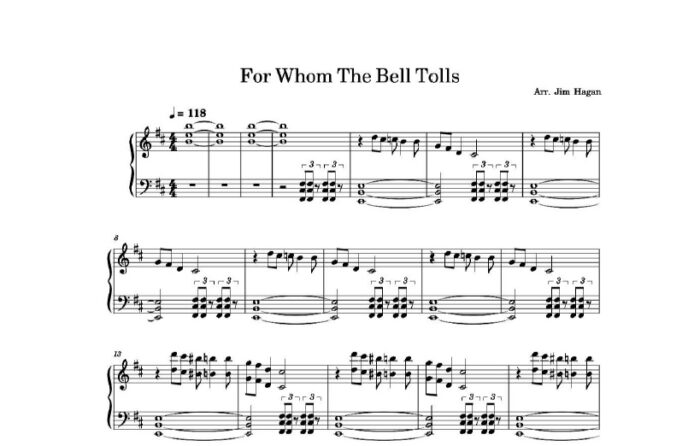 نت پیانو for whom the bell tolls