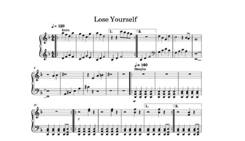 نت پیانو lose yourself