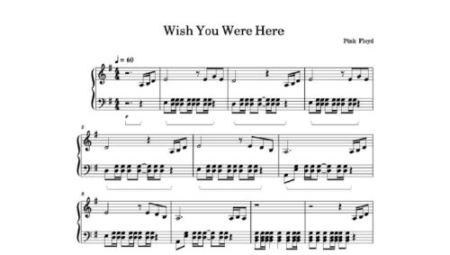 نت پیانو wish you were here