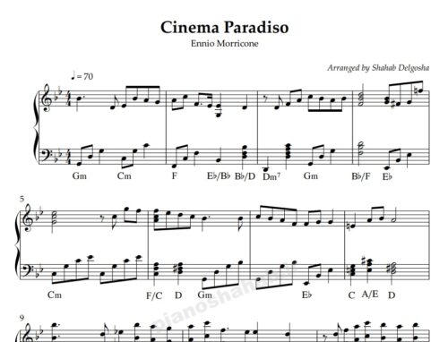 نت پیانو cinema paradiso