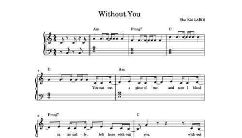 نت پیانو without you