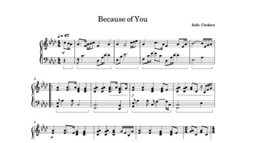 نت پیانو because of you