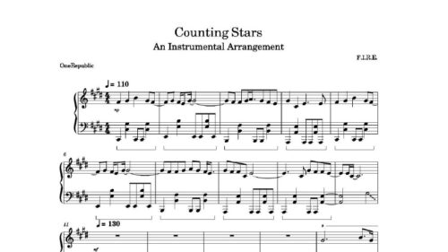 نت پیانو counting stars