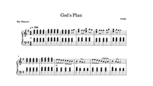 نت پیانو god's plan