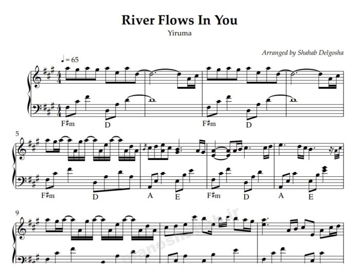 نت پیانو River Flows In You