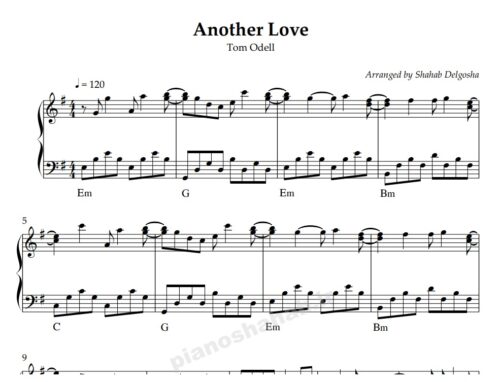 نت پیانو another love از tom odell
