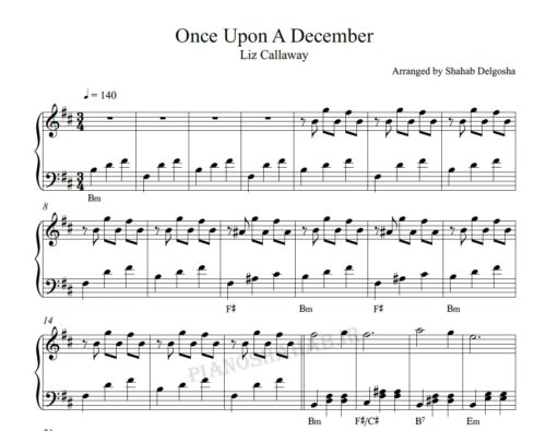 نت پیانو once upon a december