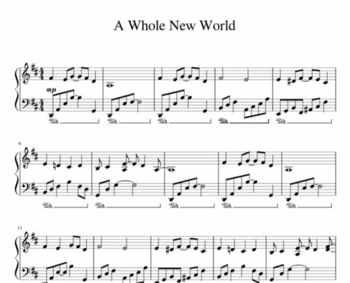 نت پیانو a whole new world