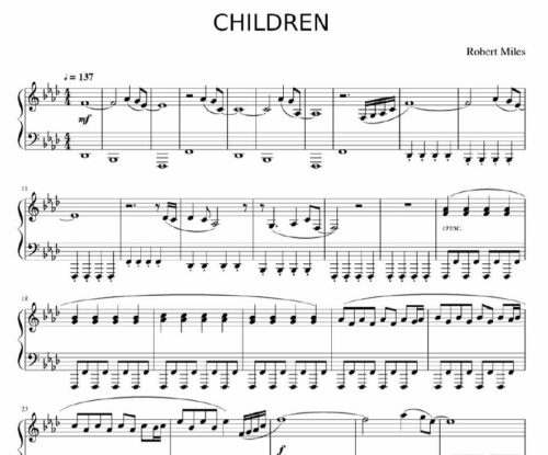 نت پیانو children از Robert miles