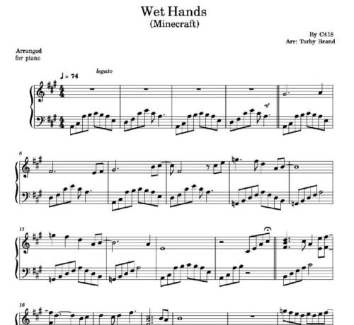 نت پیانو wet hands