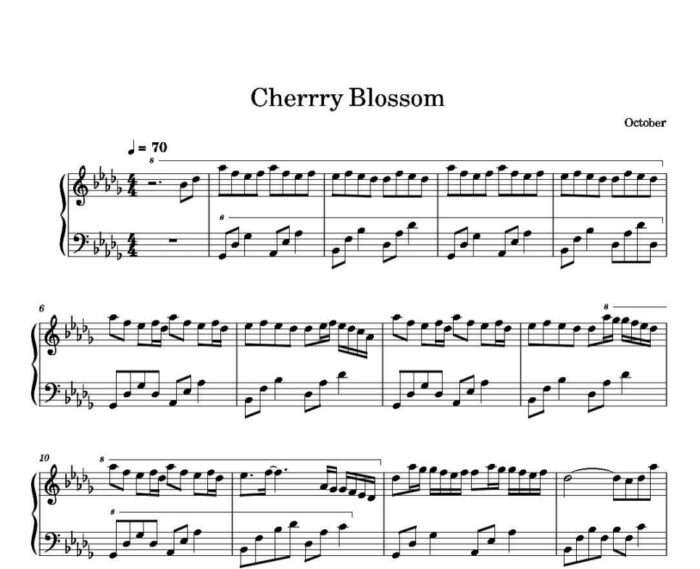 نت پیانو Cherry Blossom