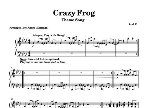 نت پیانو Crazy Frog Axel F