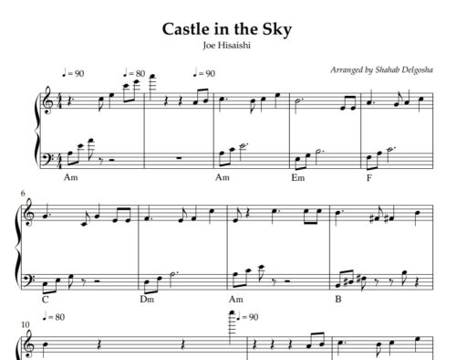 نت پیانو castle in the sky از joe hisaishi